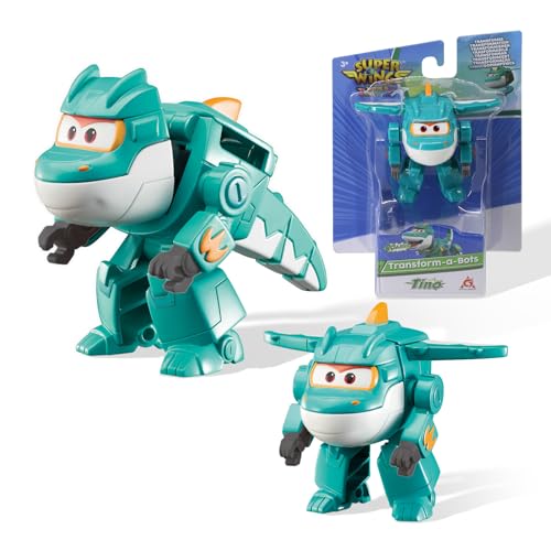 Super Wings Dinosauro Tino Giocattoli Transforming 5cm, Giocattoli trasformabili in modalità 2 in 1, Robot giocattolo per bambini e bambine, Giocattoli Dinosauro Regali per 3+ anni