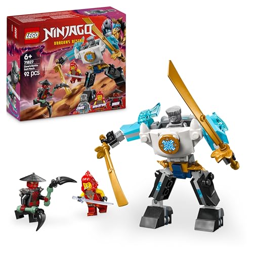 LEGO NINJAGO Mech da Battaglia di Zane - Figura Giocattolo Ninja Snodabile con 3 Minifigure con Armatura, Spade e Accessori, Giochi per Bambini e Bambine da 6 Anni da La Rivolta dei Draghi 71827