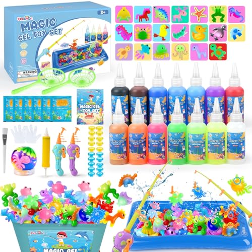 Dreamon Aqua Gelz Set, 71PCS Magic Jelly Set con 14 Gel Colorati, 2 Canne da Pesca, Giocattolo Educativo per Bambini 3+ Anni, Regalo DIY Ragazzi e Ragazze