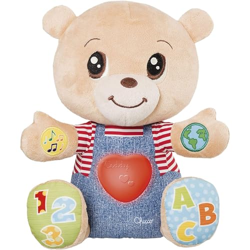 Chicco Teddy Orso Peluche Interattivo, Gioco Educativo, Numeri e Lettere, Pupazzo - Bambini 6 Mesi - 5 Anni