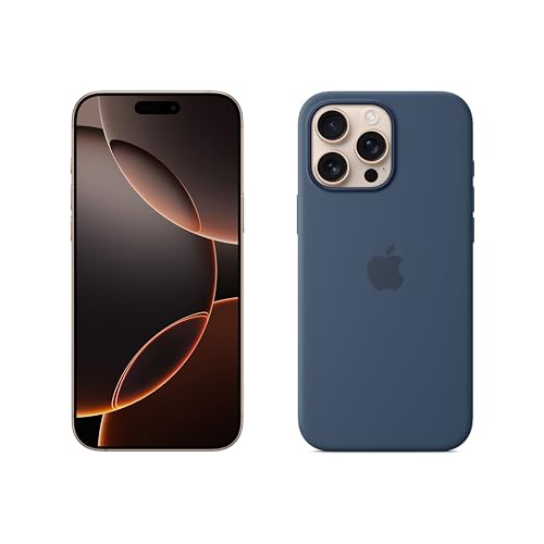 Apple iPhone 16 Pro Max 256 GB - Titanio sabbia + Custodia MagSafe in silicone - Denim