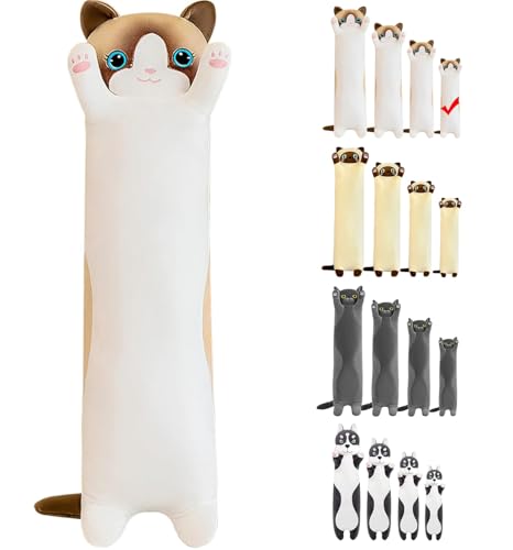 LEcylankEr Peluche Gatto - 50 cm Morbido Peluche Gatto Grand Cuscino Gatto Adorabile Peluche Animali per Ragazze Bambini Fidanzata Regalo di Compleanno Natale (50cm, bianco)
