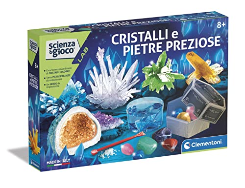 Clementoni Scienza e Gioco Lab - Cristalli e Pietre Preziose, Laboratorio Scientifico per Bambini 8+ Anni, Esperimenti per Creare Cristalli e Pietre Preziose, Made in Italy, Lingua Italiana, 19314