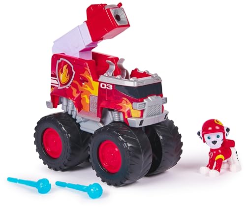 Paw Patrol: Rescue Wheels, Camion dei Pompieri di Marshall, Camion Giocattolo con Lanciamissili e Personaggio Collezionabile, Giocattoli per Bambini e Bambine, 3+ Anni