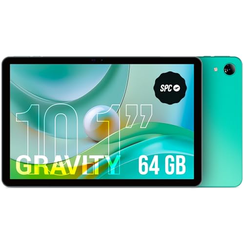 SPC Gravity - Tablet 10,1 pollici HD colore menta | Octa-Core, 4 GB di RAM e 64 GB di memoria espandibile | 9,5 ore di durata della batteria | Controllo genitori Google Family Link | Androide 14