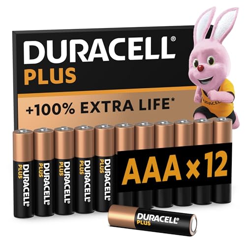 Duracell Batterie Plus AAA (pacco da 12) - Pile Alcaline 1.5V - Fino al 100% di extra durata - Affidabilità per i dispositivi a uso quotidiano - 0% plastica - 10 anni di conservazione - LR03 MN2400