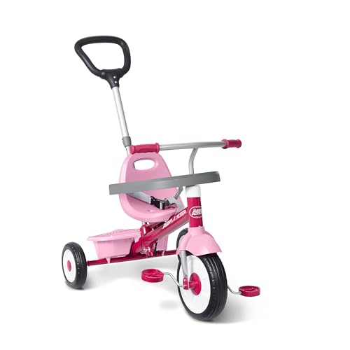 Radio Flyer triciclo-passeggino 3 in 1, rosa, per bambini da 1,5 a 5 anni