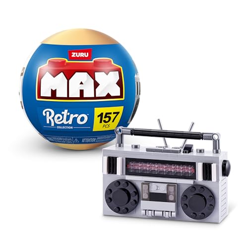 Collezione di mattoncini MAX Premium Retro (fino a 221 pezzi, 6 da collezionare) di ZURU. Mattoncini per adolescenti, adulti e collezionisti(Stereo, 1 capsula)