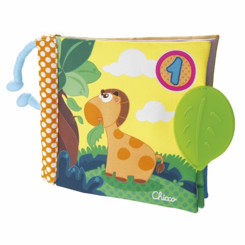 Chicco Libro Sensoriale con Gioco per la Dentizione, Libro Sensoriale Neonati, Giochi Passeggino Neonati, Primi Giochi in Tessuto, Insegna Forme e Numeri Fino a 3, Multicolore, Gioco 3 Mesi+