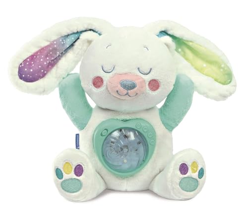 Clementoni Baby Fiocco, Proiettore di Aurora Boreale, Morbida Lepre Peluche con Proiettore, Proietta l'Aurora Boreale nella Tua Stanza, per Bambini 0+ Mesi, Lingua Italiana, 17588