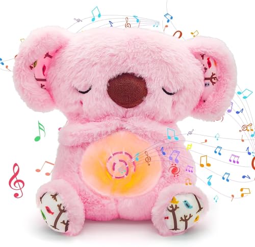 YJWZ Koala Rilassante con Musica per Dormire,Peluche Che Respira con Luci e Suoni Calmanti,Pupazzo Morbido per Neonati e Bambini,Ideale Compagno di Sonno e Regalo Babycare