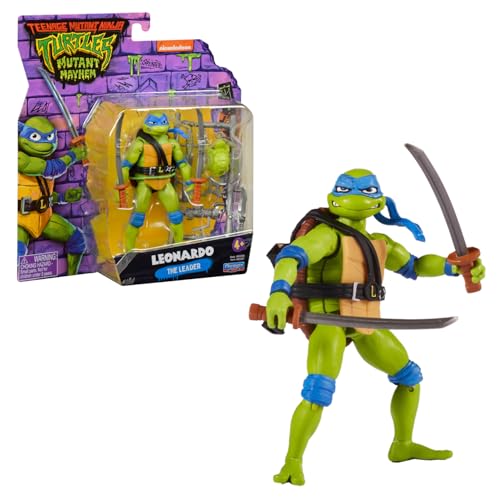 Giochi Preziosi - Leonardo Tartarughe Ninja Caos Mutante, Leonardo in versione Action Figure Base Articolata da 12 cm, Personaggio con Armi da Combattimento, Per Bambini dai 4 anni