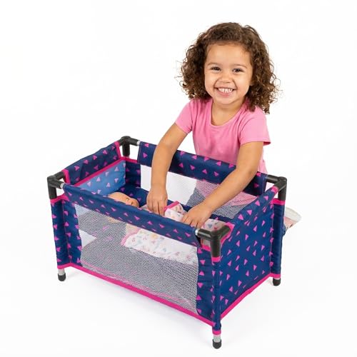 Kinderplay Lettino da Viaggio per Bambole – Culla pieghevole con borsa – Adatto a bambole fino a 46 cm – Rete traspirante, coperta e cuscino inclusi
