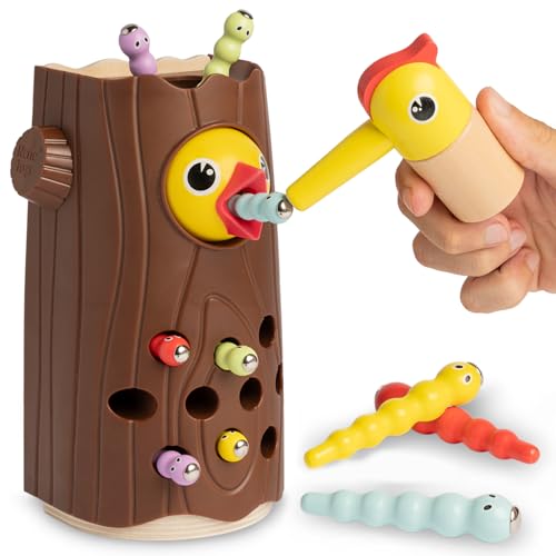 Nene Toys Picchio Piccolino – Giocattolo Educativo Magnetico per Bambini di 2+ Anni – Migliora Le Abilità Motorie Fini e Il Riconoscimento dei Colori – Gioco Bambini Bambine 2 3 Anni [Nuova Versione]