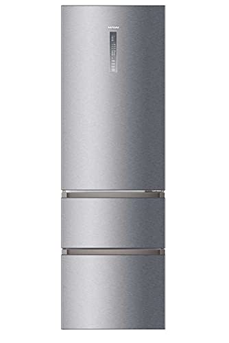 Haier 3D 60 Series 3 A3FE737CGJ Frigorifero Combi, Cassetti Direct Access al Congelatore, Portabottiglie, Motore Inverter, My Zone, Humidity Zone, Total No Frost, 371L, LED, Anti-impronte, Titanium
