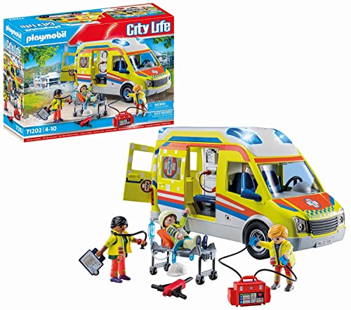 PLAYMOBIL City Life 71202 Ambulanza, con luci e Suoni, Giocattolo dai 4 Anni