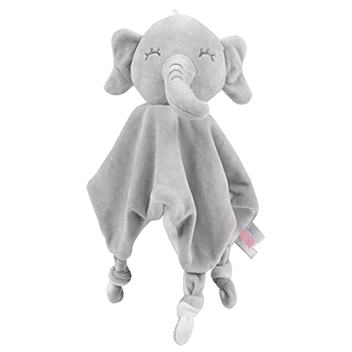 Vicloon Neonati Coperta di Sicurezza, Elefante Coperta di lusso per coccole, Mini Pupazzetto Fazzoletto Campanellini Incorporato Fatto con Tessuto Morbido per Bambini (Grigio)
