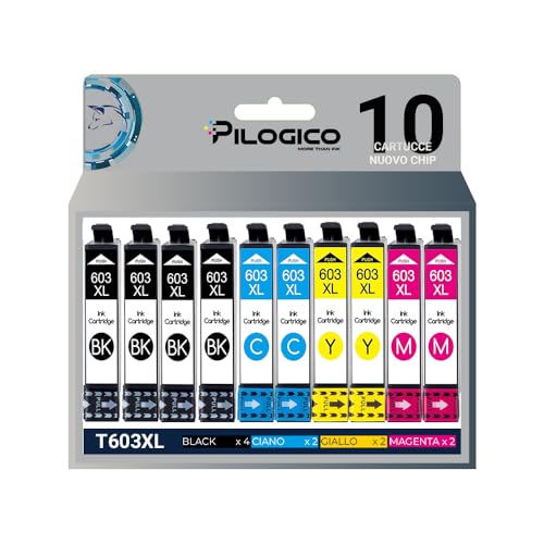Pilogico 10 Cartucce Compatibili con Epson 603XL per Expression Home XP-2100 XP-2105 XP-2150 XP-2155 XP-3100 XP-3105 XP-4100 XP-2105 XP-4105 WorkForce WF-2810 WF-2830 WF-2835 WF-2850