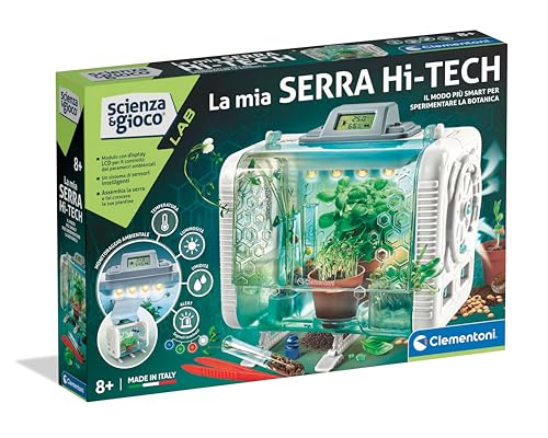 Clementoni Scienza e Gioco Lab - La Mia Serra Hi-Tech, Laboratorio di Botanica Bambini 8+ Anni, 3 modalità di Coltivazione Piante, con LED e Schermo LCD, Gioco Made in Italy, Lingua Italiana, 19370