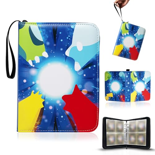 Album Carte Collezionabili (480 carte) - Raccoglitore con Cerniera e Tasca Laterale - Album Porta Carte da Collezione - Binder Organizer per Collezione di carte