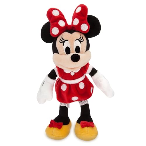 Disney Store Official Mini Peluche Imbottito di Minnie, con Classico Vestito Rosso a Pois, 23 cm