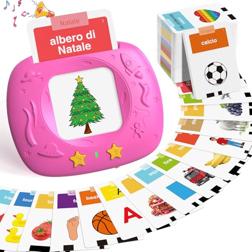 Giochi Bambini 2 Anni, Giochi Montessori, Flashcard in Italiano con 288 Parole, Amico Vocabolo Gioco Viene Fornito con 144 Carte,Regali e Giocattoli per Ragazze e Ragazzi dai 2 Anni in Su,blu