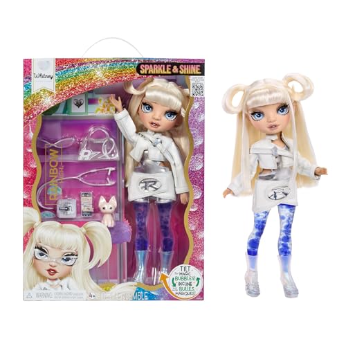 Rainbow High Sparkle & Shine Doll - Whitney - Bambola fashion di 28 cm con capelli bianchi e bolle magiche sulle gambe, colore, stile, gioco, collezionabile, Età 4-12 anni