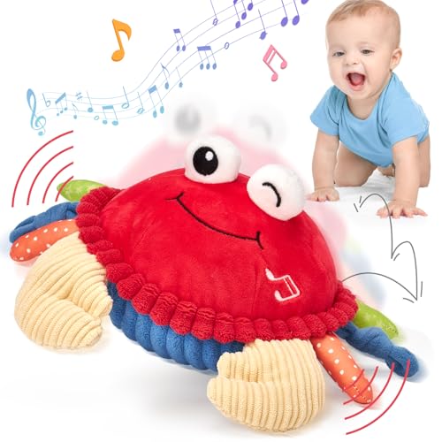 hahaland Giochi Neonato 6 mesi Granchio Interattivo - Peluche Musicale Giocattolo Gattonare Giochi Bambini 1 anno - Regalo Neonato per 6 9 12 mesi