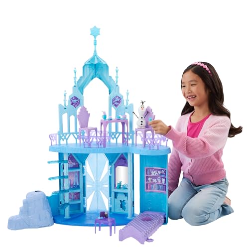 Mattel Disney Frozen - Palazzo di Ghiaccio di Elsa, set con personaggio Olaf e 21 accessori inclusi, 5 aree di gioco ispirate ai film, giocattolo per bambini, 3+ anni, JGG41