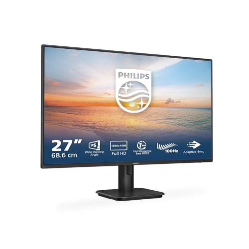 PHILIPS 27E1N1100A - Monitor Full HD da 27 pollici, integrato Altoparlante, tempo di risposta 1 ms (1920x1080, 100 Hz, VGA, HDMI 1.4) nero, 2023, altoparlante integrato