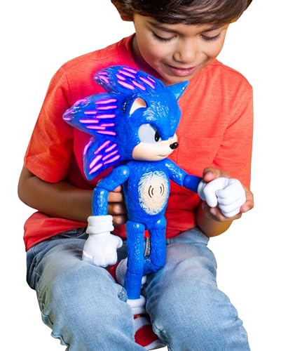Sonic The Hedgehog 3 Action Figure - Ultimate Talking Sonic 34 cm con Luci e Suoni Ispirato al Film Sonic 3, Occhi e Aculei Luminosi, Suoni Iconici Tratti dal Film