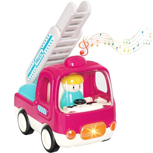 Yerloa Camion Pompieri Giocattolo Giochi Bambini 1 2 3 4 Anni Ragazzi e Ragazze Con Suoni e Luci, Camion Macchinine Per Bambini Giocattolo