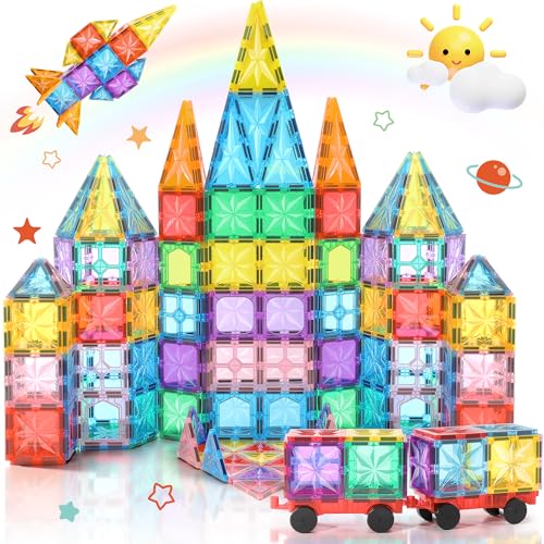 Lovchil Costruzioni Magnetiche per Bambini 61 Pezzi Blocchi Magnetici Giochi Bambini per 3+ Anni blocchi costruzioni magnetici Montessori per ragazzi e ragazze di 3 4 5 6 7 8 anni