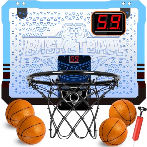 STAY GENT Canestro Basket Bambini con Multicolor Luci LED Elettronico Punteggio Record e 4 Palloni, Interno Esterno Mini Canestro Basket da Camera Ufficio Giocattoli Regalo per Ragazzo Ragazza Adulti