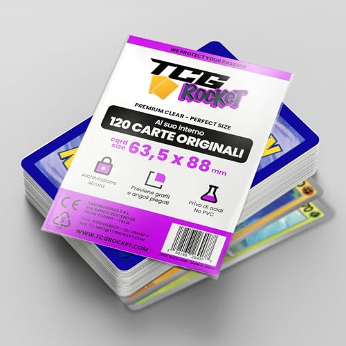 SET Mega - 120 Carte Pok Originali Italiane, include 6 Carte Brillanti Protette da bustine protettive compatibili TCG Rocket (Senza Deckbox)