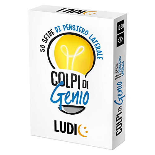 Ludic - Colpi di Genio - 50 Sfide di Pensiero Laterale | Un Gioco di Società per Tutta la Famiglia, Giochi da Tavolo Divertenti per Ragazzi e Adulti, Giochi di Carte, Sfide e Quiz Intelligenti