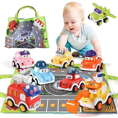 Anby families Auto Giocattolo per Bambini 3 Anno,8 PCS Macchinine Giocattolo con Borsa Portaoggetti,Camion Giocattolo Regali per Bambini Ragazzo Ragazza