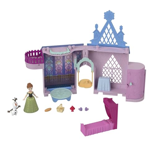 Mattel Disney Frozen - Castello di Anna ad Arendelle, set componibile ispirato al film con mini bambola, personaggio Olaf e 7 accessori inclusi, giocattolo per bambini, 3+ anni, nuova variante, JDP65