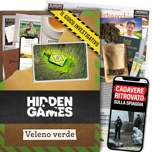 Hidden Games Luogo del Reato - Veleno verde - Gioco investigativo, tipo Escape Room da tavolo, giochi nascosti, risolvi un caso, detective gioco, caso da risolvere, sherlock holmes