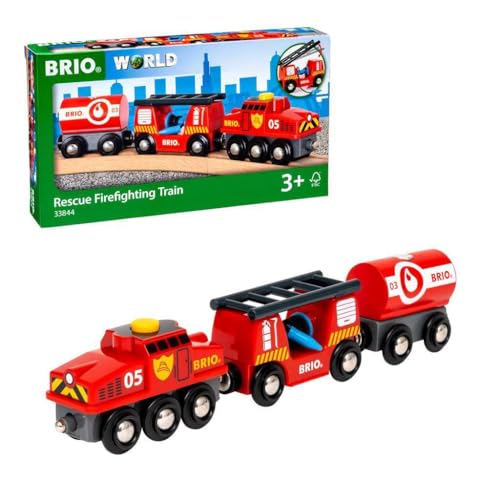 Brio World - Treno Pei Pompieri | Accessorio Pista Trenino | Trenino Albero Di Natale | Per Bambini Dai 3 Anni In Su | Compatibile Con Tutti I Prodotti Brio | Regalo Bambini