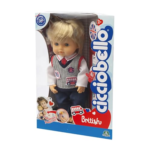 Cicciobello Giochi Preziosi British 30 Cm Vestito Con Abiti Da College Inglese Con Patches Per Personalizzarlo, Per Bambini A Partire Dai 2 Anni
