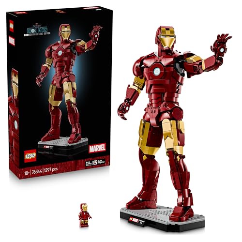 LEGO | Marvel Iron Man Mark 3 Edizione del Collezionista - Kit di Modellismo Action Figure Avengers da Esposizione per Adulti - con Minifigure e Reattore ad Arco - Regalo da Collezione per Fan - 76344