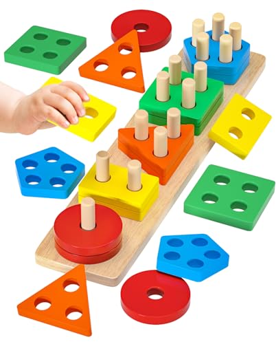 Uping Giochi Bambini 1 2 3 Anni Giochi Montessori 1 2 3 Anni Giochi Educativi Puzzle in Legno Ordinamento e Impilamento Regalo Bambino
