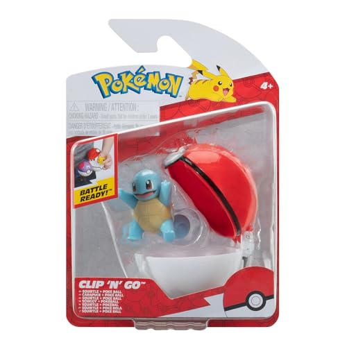 Pokémon Clip 'N' Go Squirtle and Poké Ball - Include personaggio da battaglia da 5,1 cm e accessorio Poké Ball