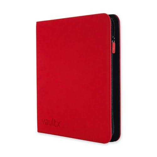 Vault X Raccoglitore per Carte da Collezione a 12 Tasche con Cerniera, 480 Carte, Materiale Exo-Tec per Album, 20 Pagine a Caricamento Laterale, TCG (Rosso)