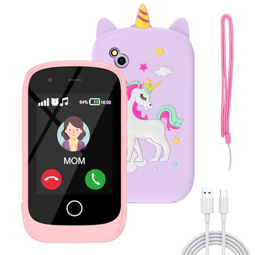 Alutoria Smartphone per Bambini, Cellulare Giocattolo Fiabe Audiolibri Telefono Console Portatili, Giocattoli Elettronici Educativi, Regalo di Compleanno per Bambini, Rosa