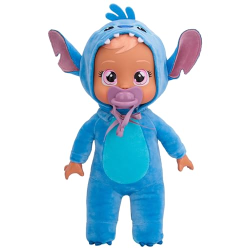 Cry Babies Tiny Cuddles Disney Stitch, Bambola di Peluche ispirata a Stitch di Disney, che Piange Lacrime vere, Giocattolo Regalo per Bambini e Bambine dai 18 Mesi in su