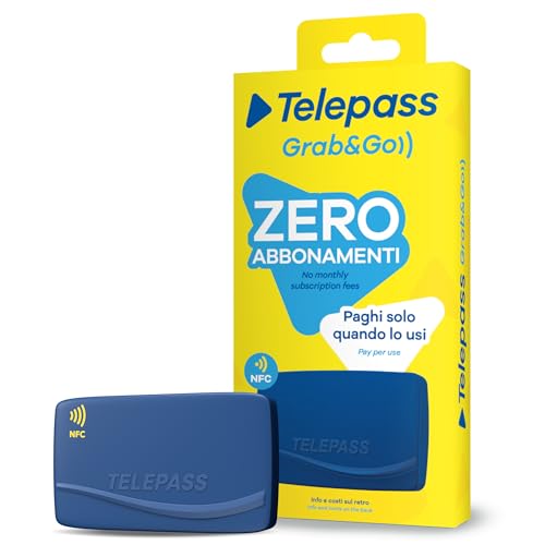 Telepass Grab&Go – Dispositivo Senza Canone Fisso, modalità Pay-per-Use, Attivazione a Pagamento Dopo Acquisto – per Pedaggi, Parcheggi, Strisce Blu, Area C, e-Vignette, Traghetti Stretto Messina