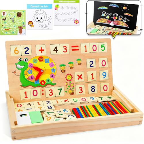 lenbest Giochi Montessori per la Matematica - Giochi Matematici con Conteggio - Giocattoli Bambini in Legno - Giocattolo Educativi Regalo Natale o di Compleanno per 3 4 5 6 Anni Bambini Bambina