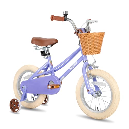 JOYSTAR 16 pollici bicicletta per bambini con ruota di allenamento e cestini, bicicletta per bambini per 4-7 anni ragazze,Viola
